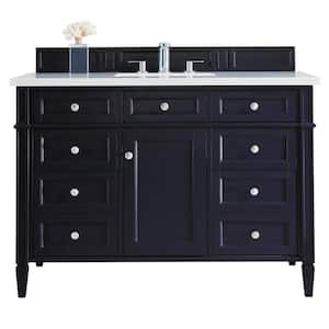 Brittany 48 in. W x 23.5 in.D x 34 in. H Single Bath Vanity in Victory Blue with Quartz Top in Eternal Jasmine Pearl