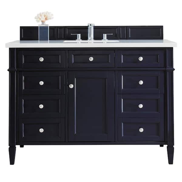 James Martin Vanities Brittany 48 in. W x 23.5 in.D x 34 in. H Single Bath Vanity in Victory Blue with Quartz Top in Eternal Jasmine Pearl