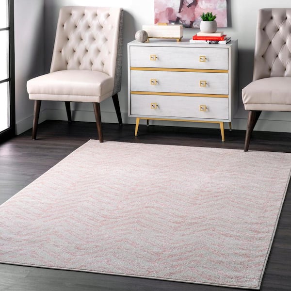 Rosanne Geometric Herringbone Pink 5 ft. x 7 ft. Area Rug