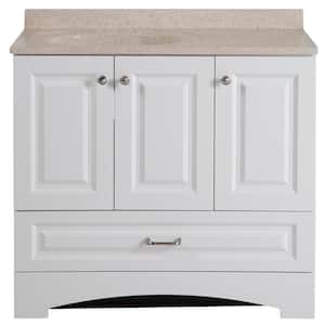 Lancaster 36 in. W Bath Vanity in White with Colorpoint Vanity Top in Maui