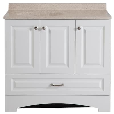 Lancaster 36 in. W Bath Vanity in White with Colorpoint Vanity Top in Maui