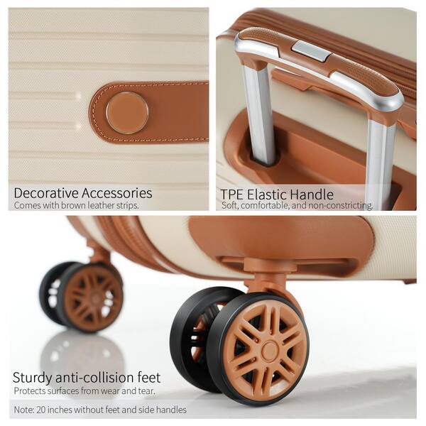 Tatahance 4-Piece Cream ABS Hardside Spinner Lightweight Luggage