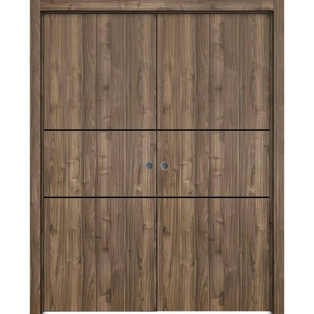 Assemble Required 60 in. x 84 in. 2-Panel Walnut Finished Solid Wood with Honeycomb Sliding Door with Hardware price history on PriceWatchPro