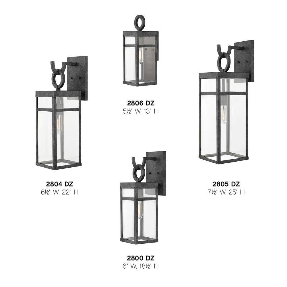 Porter Aged Zinc 1-Light Outdoor Wall Sconce with Clear Glass