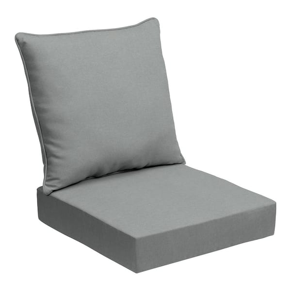 ARDEN SELECTIONS Oceantex 24 in. x 24 in. 2-Piece Deep Seating Outdoor Lounge Chair Cushion in Pebble Gray