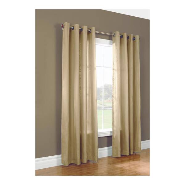 Unbranded Rhapsody Lined Mushroom 54 in. W x 95 in. L Grommet Room Darkening Curtain Panel