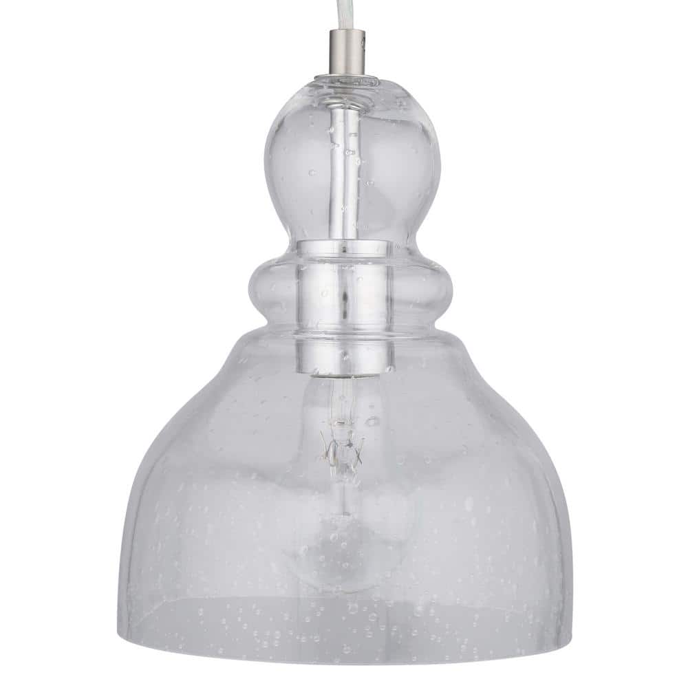 Vintage Seeded Glass 9" Mini Pendant Light in Brushed Nickel