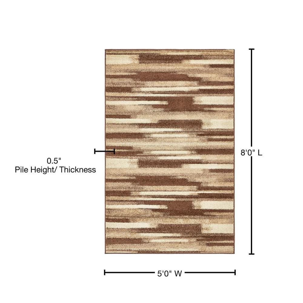 Equinox Harvest Beige & Dark Brown Geometric Area Rug 5' x 8'