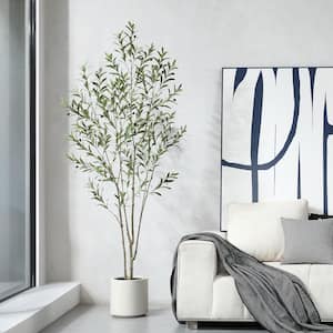DR.Planzen 7 ft. Artificial Olive Tree with White Planter, Large