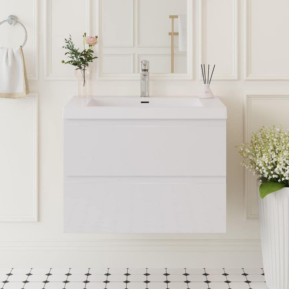 Angela 30 in. W x 18.7 in. D x 20.5 in. H Wall Mounted Floating Vanity in Glossy White with Glossy White Sink price history on PriceWatchPro