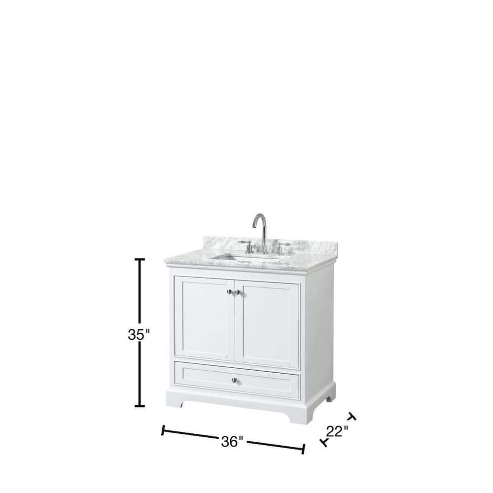 Deborah 36'' White Single Bathroom Vanity with Marble Top