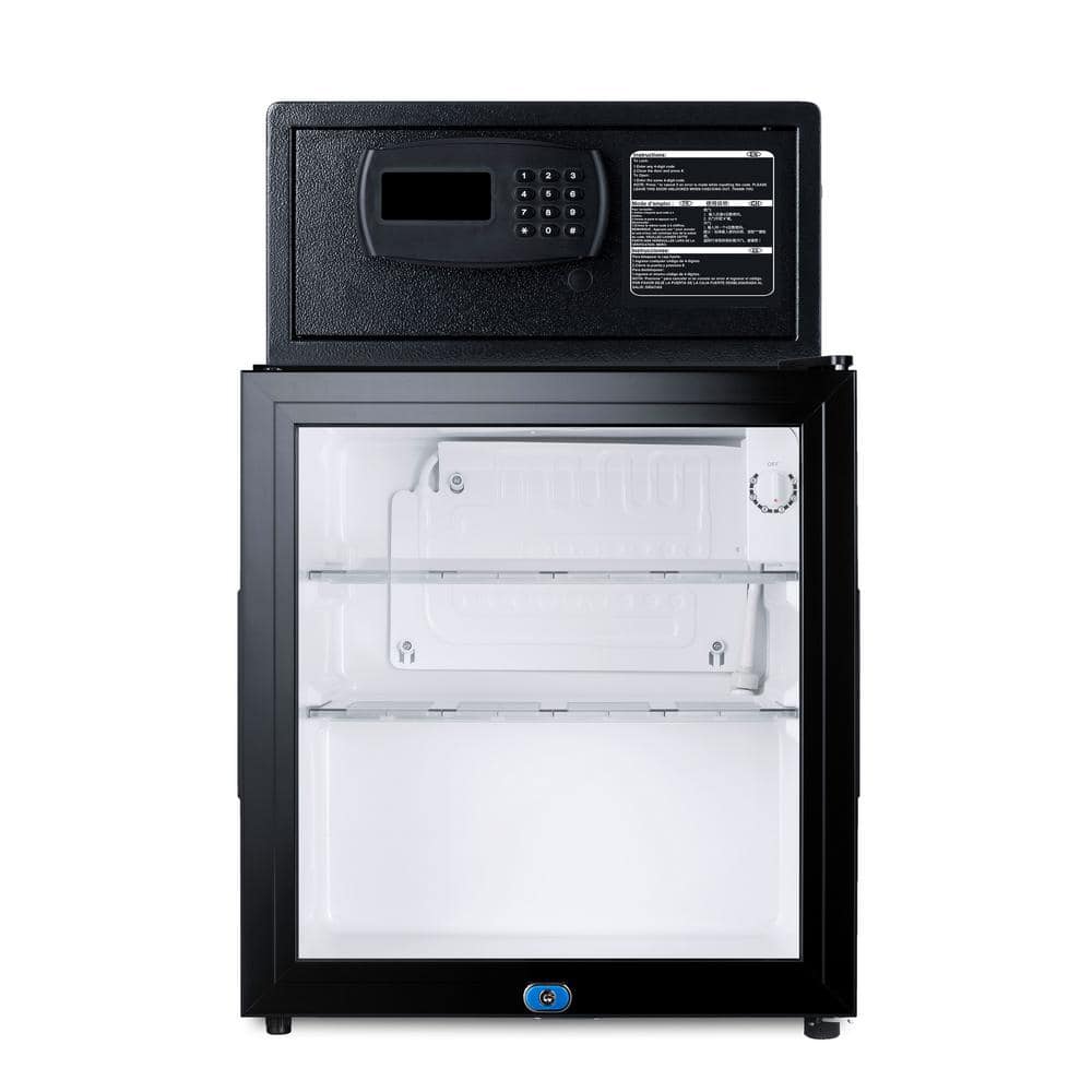 Summit Appliance 18 in. 1.6 cu. ft. Mini Refrigerator in Glass/Black with Safe