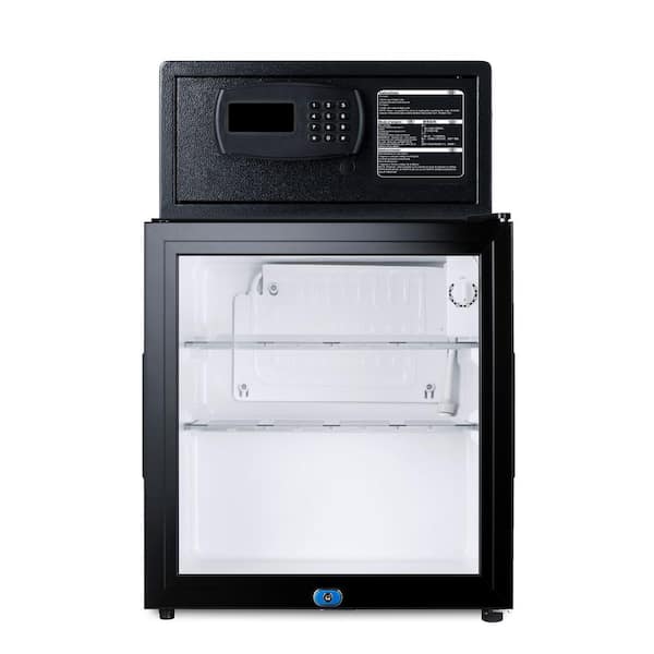 18 in. 1.6 cu. ft. Mini Refrigerator in Glass/Black with Safe