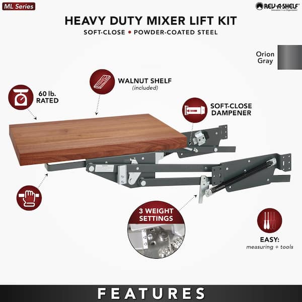 Rev-A-Shelf Heavy Duty Lift System, Silver