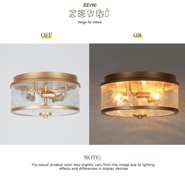 Zevni Modern 3-Light Gold Dome Flush Mount Ceiling Light for