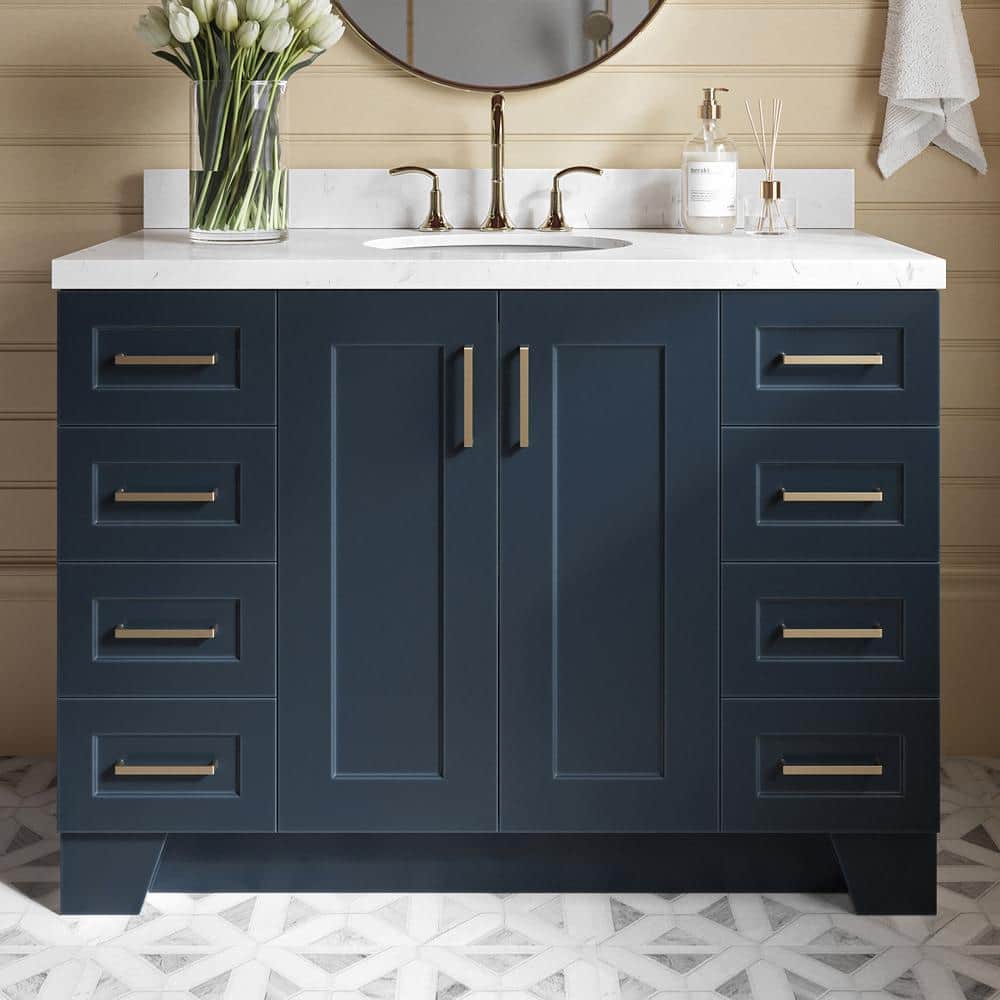 Taylor 48 in. Single Sink Freestanding Bathroom Vanity in Midnight Blue with Carrara White Quartz Top price history on PriceWatchPro