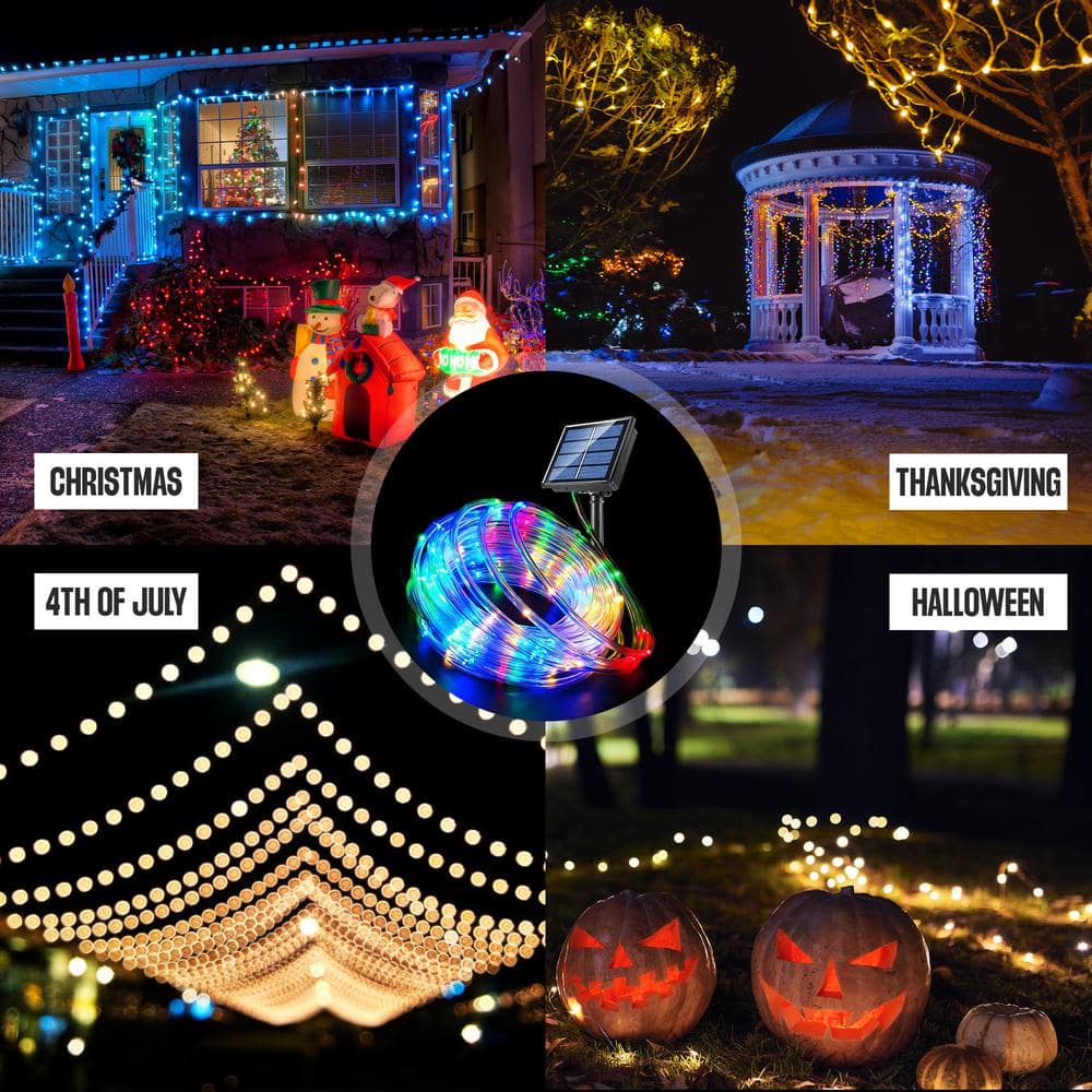 25 Ft Multicolor LED Solar Powered Outdoor Rope Lights