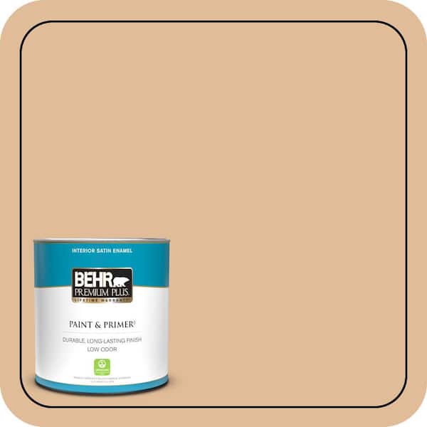 BEHR PREMIUM PLUS 1 qt. #270E-3 Only Natural Satin Enamel Low Odor Interior Paint & Primer