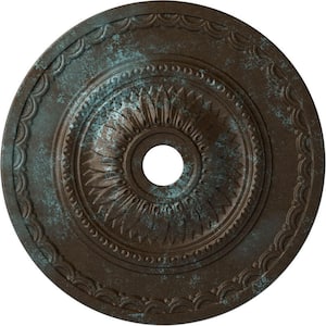 1-5/8 in. x 29-1/2 in. x 29-1/2 in. Polyurethane Sunflower Ceiling Medallion, Bronze Blue Patina