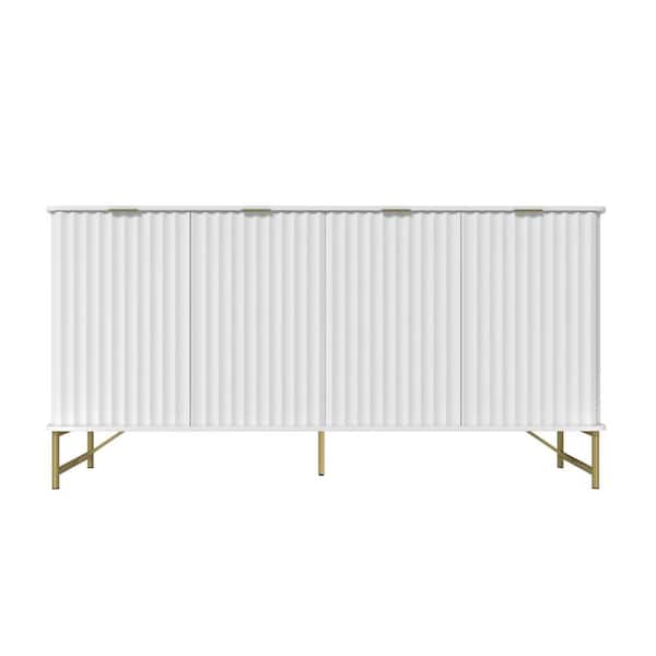 Boyel Living 4 Doors 62.99 in. D x 15.75 in. W x 31.5 in. H Accent Cabinet Room Office Storage Cabinet with Shelves in White