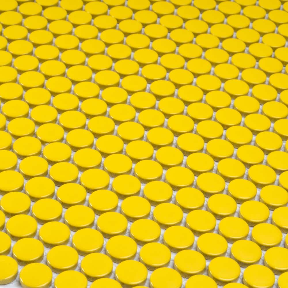 Cirkel 11.46'' Yellow Glossy Porcelain Mosaic Tile Sheet