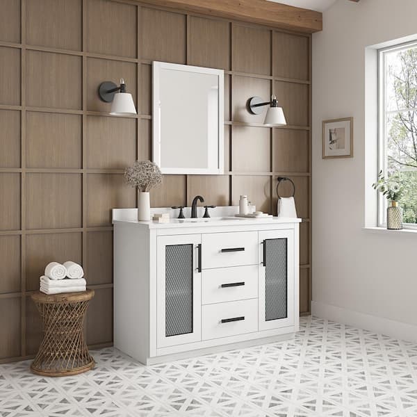 Greeley Contemporary 48 Wood Single Sink Bathroom Vanity with Carrera  Marble Top by Christopher Knight Home - On Sale - Bed Bath & Beyond -  25716175