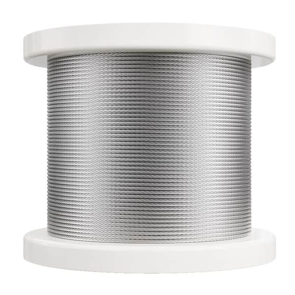Wire Rope Kit, 1/8 in. x 600 ft. Stainless Steel Wire Rope (By-the-Foot), 1600 lbs. Breaking Strength, Cutter and Gloves