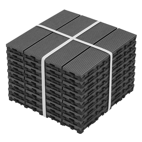 1 ft. x 1 ft. Gray DIY Wood-Plastic Composite Deck Tiles, Interlocking Outdoor Flooring Tiles, All Weather (9-Pack)