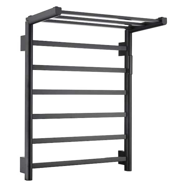 ANTFURN Foldable 9-Towel Holders Screw-In Plug-In and Hardwire Towel Warmer in Black