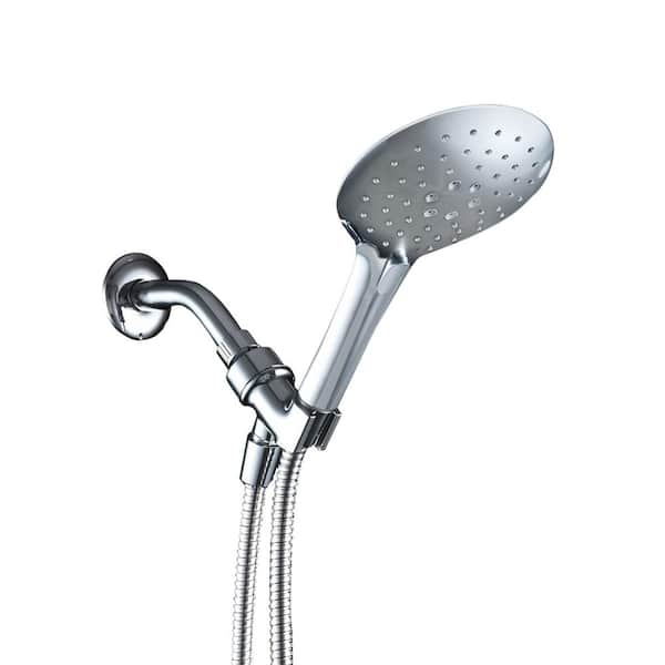 Aurora Decor ACAD 3-Spray Patterns with 1.8 GPM 5 in. Wall Mounted Handheld Shower Head with hose in Chrome