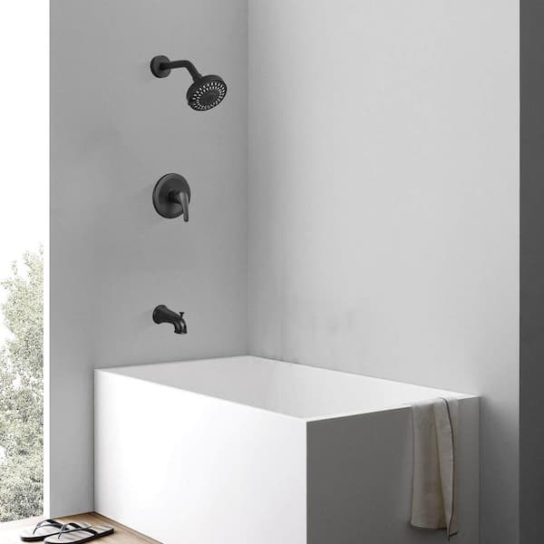 Single Handle 6-Spray Tub and Shower Faucet bathtub faucet 1.8 GPM in Spot Defense Matte Black (Valve Included)