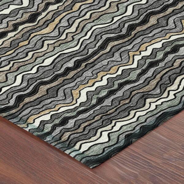 Chantille Machine Washable Indoor/Outdoor Abstract ACN2436 Black 2 ft. x 3 ft. Accent Rug