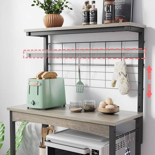 3-Tier Vintage Weathered Gray Wood Kitchen Countertop Corner Organizer Shelf
