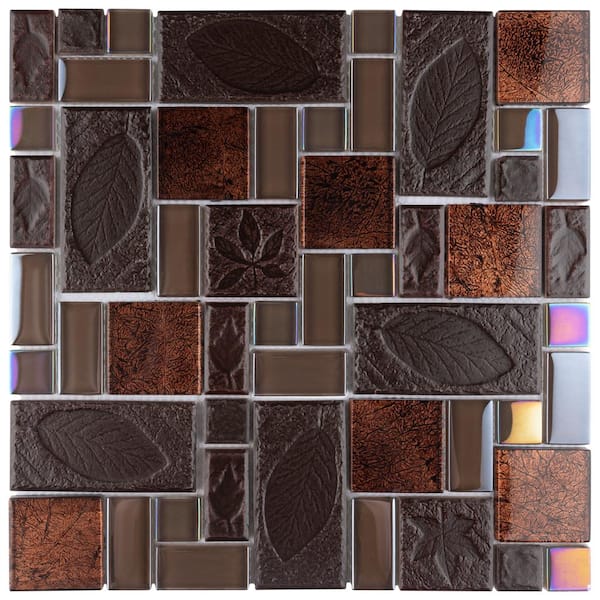 Merola Tile Take Home Tile Sample - Garden Versailles Walnut 6 in x 6 Glass/Ceramic