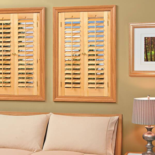 HOME basics Light Teak 2-1/4 in. Plantation Real Wood Interior Shutter 29 to 31 in. W x 36 in. L
