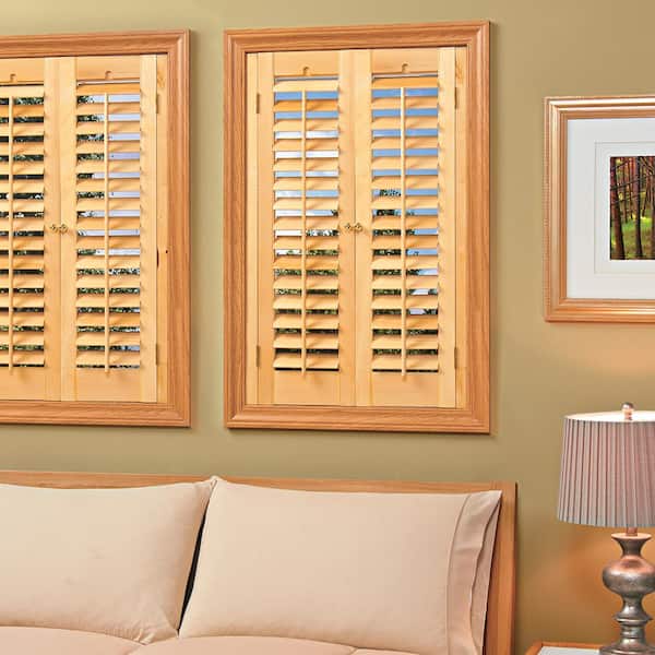 HOME basics Light Teak 2-1/4 in. Plantation Real Wood Interior Shutter 39 to 41 in. W x 36 in. L