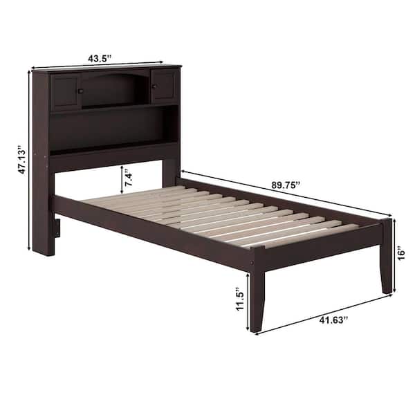 Newport Espresso Twin XL Platform Bed with Open Foot Board