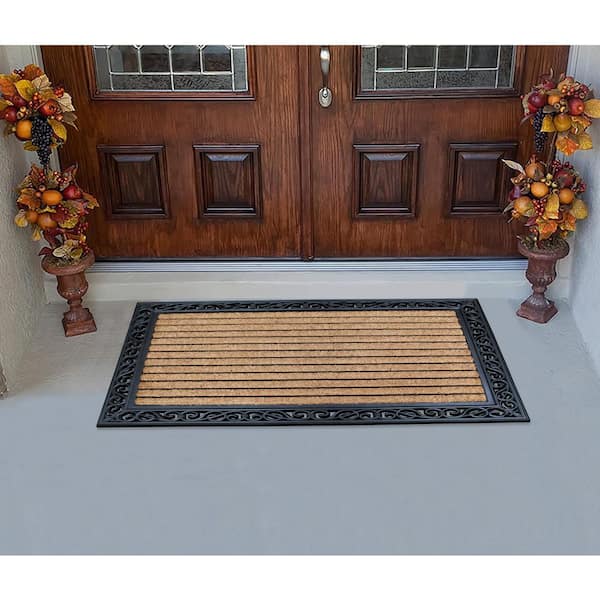 A1HC First Impression Molded 30 in. x 48 in. Rubber and Coir Double Door Non-Slip Outdoor Door Mat