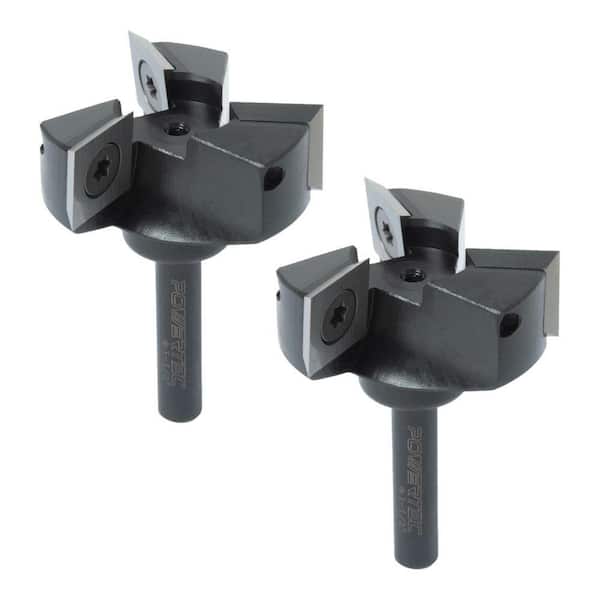 Slab Flattening Router Bit-3-Wing Carbide Inserts with 1/4 in. Shank, 1-1/2 in. Cutting Diameter (2-Pack)