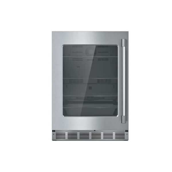 Thermador Professional 4.9 cu. ft. Built-In Under-Counter Glass Door Refrigerator with Handle in Stainless Steel, Left Hinged