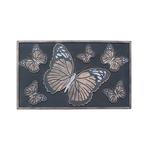 Butterflies Rubber 18 in. x 30 in. Beautifully Copper and Silver Hand Finished, Non-Slip, Durable Heavy Duty Door Mat