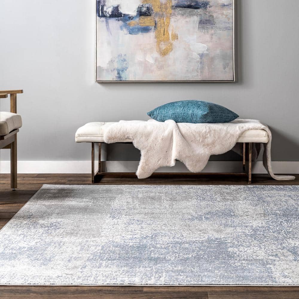 Alice Blue Abstract 8' x 10' Synthetic Area Rug