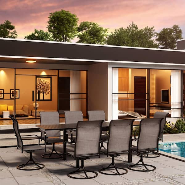 9-Piece Aluminum Outdoor Dining Set with Extendable Table