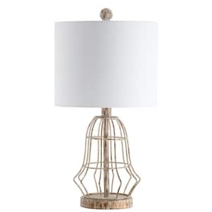 Canes 20 in. Metal Antiqued Table Lamp with White Shade