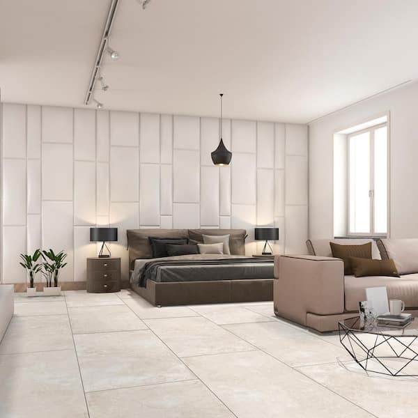 Soreno Ivory 24 in. x 48 in. Matte Porcelain Stone Look Floor And Wall Tile (16 sq. ft./Case)