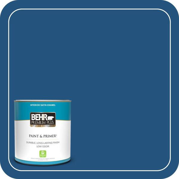 BEHR PREMIUM PLUS 1 qt. #S-H-570 Blueberry Twist Satin Enamel Low Odor Interior Paint & Primer