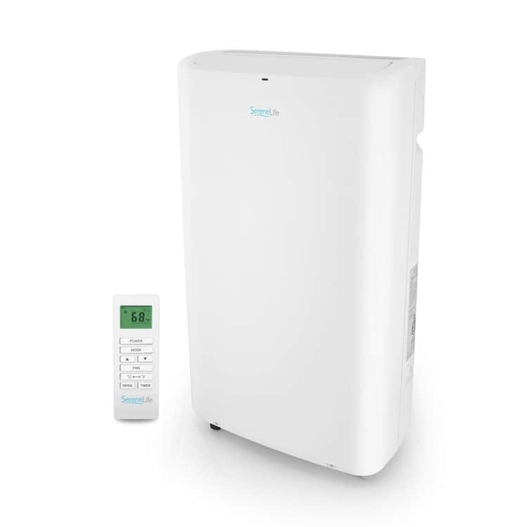 SereneLife Compact Home AC Cooling Unit with Built-in Dehumidifier & Fan Modes, 14,000 BTU, (White)