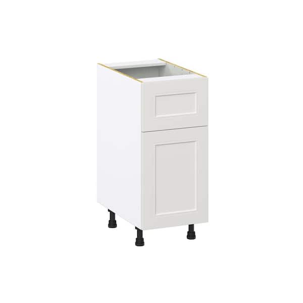 J COLLECTION Galveston 15 in. W x 24 in. D x 34.5 in. H Assembled Shaker Base Kitchen Cabinet in Light Grey with 10 in. Drawer