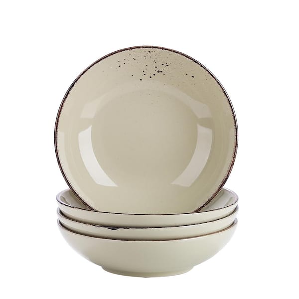 vancasso 4-Piece Beige Ceramic Dinnerware Set Salad Pasta Bowls Soup Plates(Service for 4)