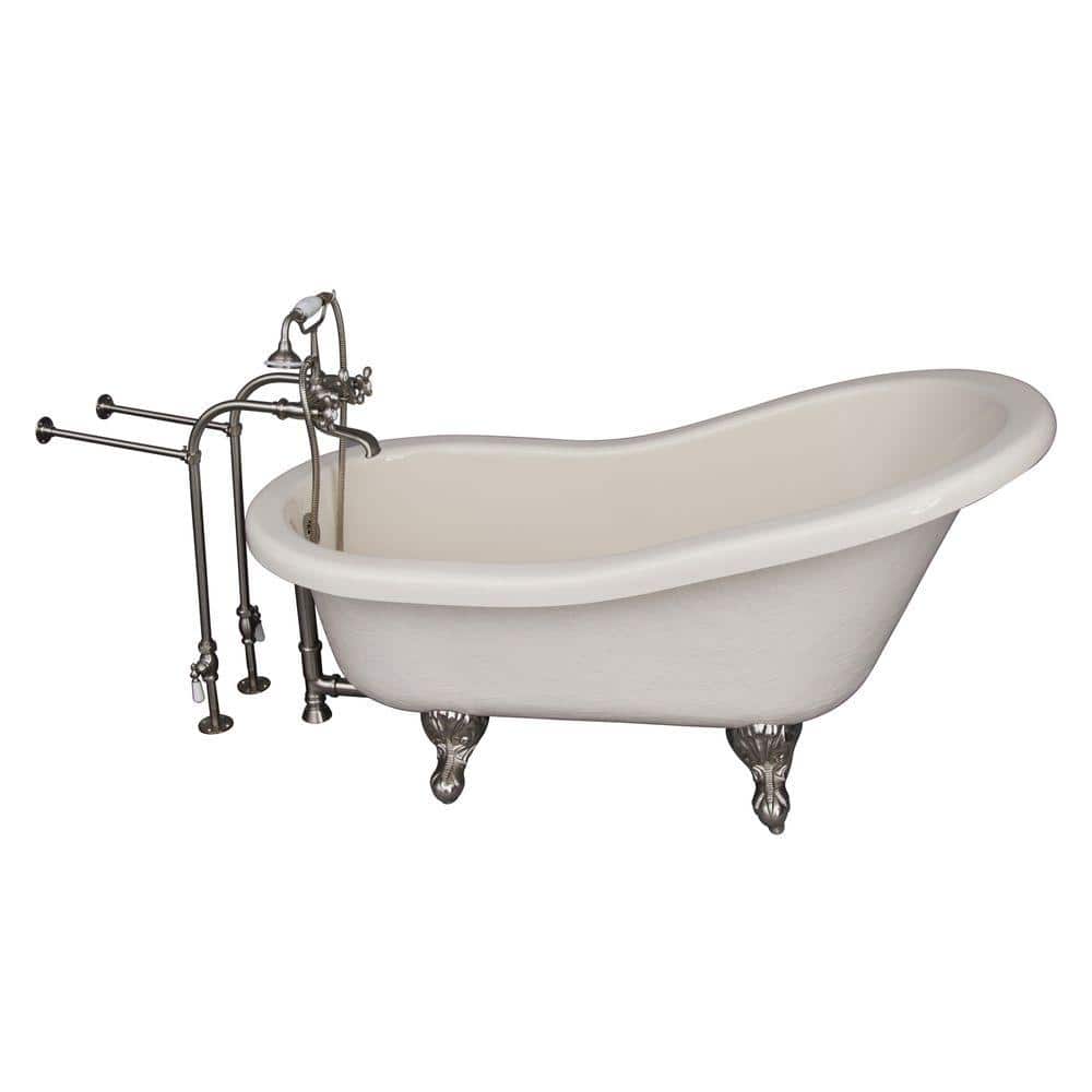 Barclay Products 5 ft. Acrylic Ball and Claw Feet Slipper Tub in Bisque with Brushed Nickel Accessories -  TKATS60-BBN2